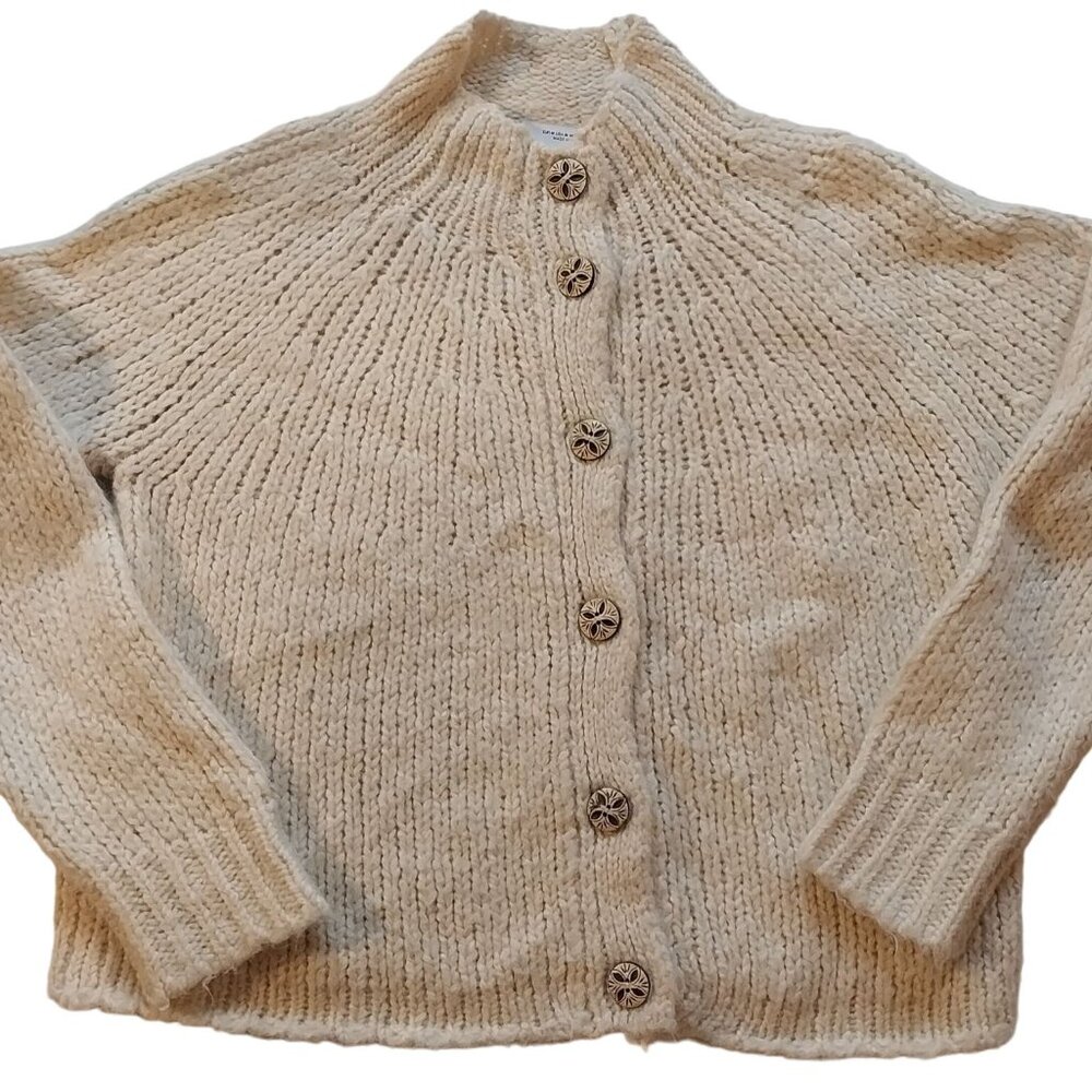 Zara Cream Button-Up Cardigan